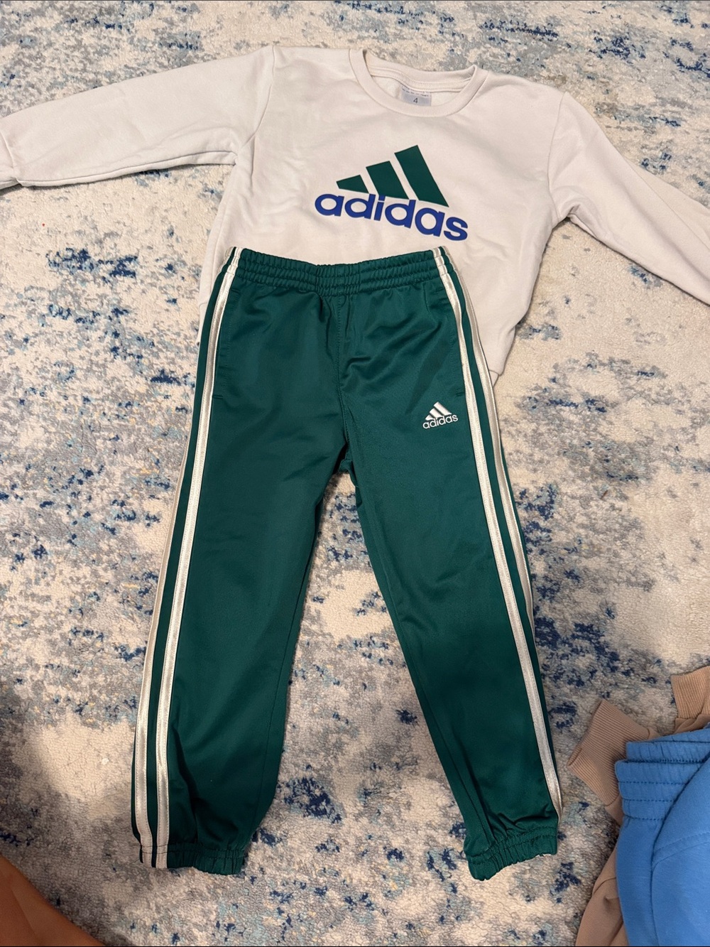 adidas Green Joggers with White Stripes